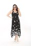 Women's Summer Buckle Strap Lycra Viscose Black and White Butterfly Patterned Stylish Dress