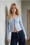 Women's Front Tie Lace Blue Stylish Blouse - 5
