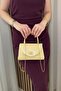 Women's Yellow Stylish Minimal Bag - Hand and Shoulder Bag with Chain Strap - 4