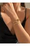 Women's Steel Zircon Stone Gold Color Open Clasp Bracelet |   Modern Design - 2