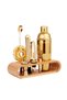 Cocktail Shaker Set 10 Pieces with Wooden Stand Professional Golden Yellow Stainless Steel Home Bar Starter & Mixology Mixing Equipment Kit 723385 - 4