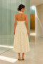 Women's Yellow Lemon Patterned Halter Neck Low Waist Midi Dress - 5