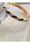 Steel Clasp Black-White Patterned Enamel Bracelet - 5