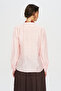 Women's V-Neck Patterned Blouse with Ruffle and Tie Detail - 5
