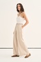 Women's Draped Pleated Detailed Trousers Beige - 2