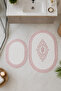 Lace 2-Piece Non-Slip Leather-Based Oval Bath Mat with Tassels Washable Bath Set Regio - 6