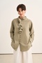 Women's Cotton Ruffle Shirt Light Khaki - 2