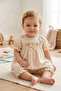 Linen Floral Embroidered Bow Summer Girls' Baby Two-Piece Set - 2
