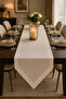 Piko Detailed Dowry Box Runner |   Linen Look Decorative Living Room and Dining Table Cover |   Custom Size - 2