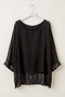Italian Black Pool Collar 3/4 Sleeve Lined Sequined Casual Silk Woven Blouse 77 70 - 2