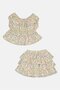 Toddlers Girl 2 Pcs Floral Print Top And Skort Set, Multicolor - 2