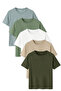 Men's 5-Pack Cotton Basic T-Shirt Mint Çağla White Stone Khaki