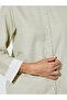 Green Mandarin Collar Shirt and Straight Pants Modest Set - 3