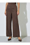 Brown Solid Wide Leg Trousers with Side Pocket - 2