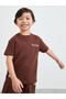 Boys Brown Rib Neck Oversized T-Shirt and Shorts Set - 2