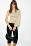 Zekone women's soft and flexible fabric single batwing sleeve ruched detail fitted mink blouse
