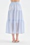 Women's buckle detailed lined belt elastic design long skirt - 4