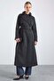 Cape Detailed Snap Closure Water Repellent Trench Coat Black 6871 - 2