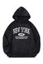 Unisex Black Ny Queens Printed 3 Thread Hooded Hoodie Sweatshirt