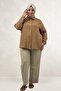 68075 Large Size Men's Collared Short Shirt - Tan