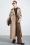 Leather Trench Coat with Cape Detail and Snap Closure Taş 6875 - 4
