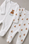 Teddy Bear Patterned 100% Cotton Seasonal 2-Piece Jumpsuit with Gloves - 2