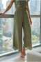 Women's Feather Embroidered Linen Trousers - Khaki Color Shalwar-100% Cotton Fabric.Breathable Organic Product-Loose Fit - 7