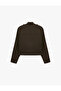 Long Sleeve Buckle Detailed Epaulet Zipper High Collar Crop Jacket - 4