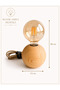 Solid Wood Globe Decorative Table Lamp (with Rustic Bulb Gift) - 3