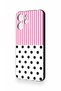 Redmi 12 Compatible Pink Striped Polka Dot Patterned Silicone Case - 4