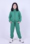 Girl's High Collar Zippered Waist Tie Elastic Leg Sweatpants Set - 5