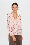 Women's V-Neck Ruffled Polka Dot Shirt