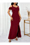 Women's off-the-shoulder long imported crepe dress with slit detail - 5