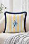 Angelfish Figured Vertical Striped Marine Themed Fringed Throw Pillow Cover - Decorative Pillowcase