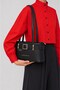 Women's Verona Belt Buckle Leather Look Multi-Compartment Black Shoulder Bag - 3