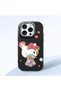 iPhone 15 Pro Compatible Case with Camera Protector Black Silicone Couple Phone Case with Kitty Pattern