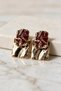 Women's Gold Burgundy Enamel Detailed Geometric Earrings - 2