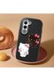 Oppo A5 Compatible Case Camera Protector Black Silicone Couple Phone Case with Kitty Pattern - 2