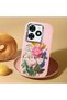 Tecno Spark 20C Compatible Case Camera Protector Pink Silicone Couple Phone Case with Floral Pattern - 2