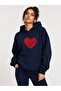 Red Heart Printed Hooded 2 Thread Raster Sweatshirt
