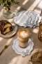 Set of 6 Embroidered Silver Coffee Presentation Napkins Dowry Coffee Napkins Vensura - 5