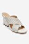 Lavean Ecru Knitted Cross-Strapped Women's Wedge Heeled Slippers - 3