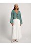 Women's White Poplin Fabric Crinkled Long Lined Skirt 29062