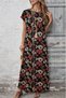 Women's Short Sleeve Crew Neck Floral Print Long Single Jersey Dress