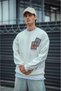 Long sleeve crew neck printed sweatshirt - white - 3
