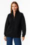 Three-thread ribbed crew neck half-zip sweatshirt - black