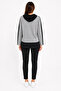 Women's Black Gray Shawl Collar Ribbed Blouse - 2