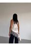 Women's Cream Halter Neck Lace Embroidered Asymmetrical Satin Blouse Hzl26S-Fry123901 - 4