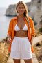 White Washed Elastic and Tie-Waist Casual Muslin Woven Shorts 50 58 - 4