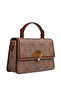Monogram Printed Logo Detailed Stylish Design Women's Hand and Shoulder Bag Camel - 3